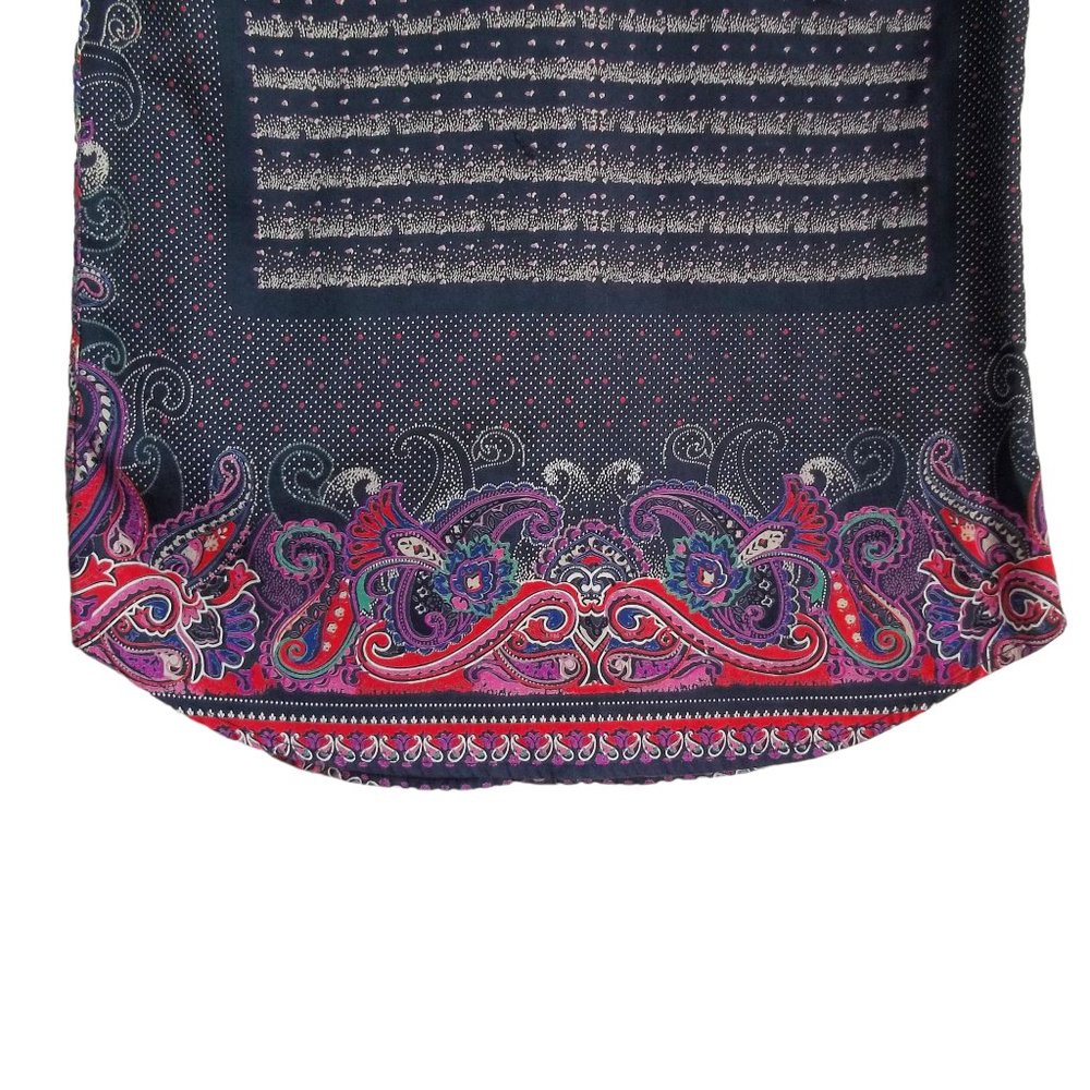 ROBERT GRAHAM Polka Dot Paisley Border Button Front Cotton Womens Blouse Sz 2 - Picture 8 of 14